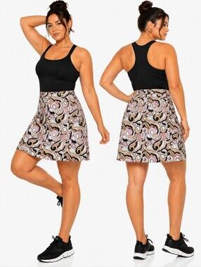 Nwt Kensie Caramel Retro Swirl Performance Skort Stretch Tennis Golf Skirt + Sz
